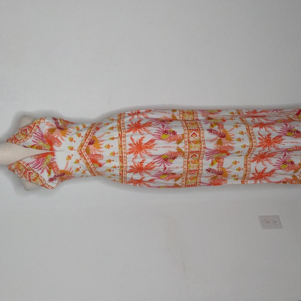 Vibrant Palm Print Halter Maxi Dress